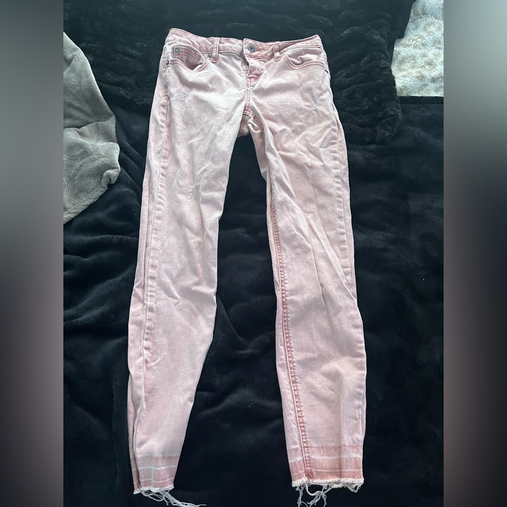 Pink low waist skinny jeans